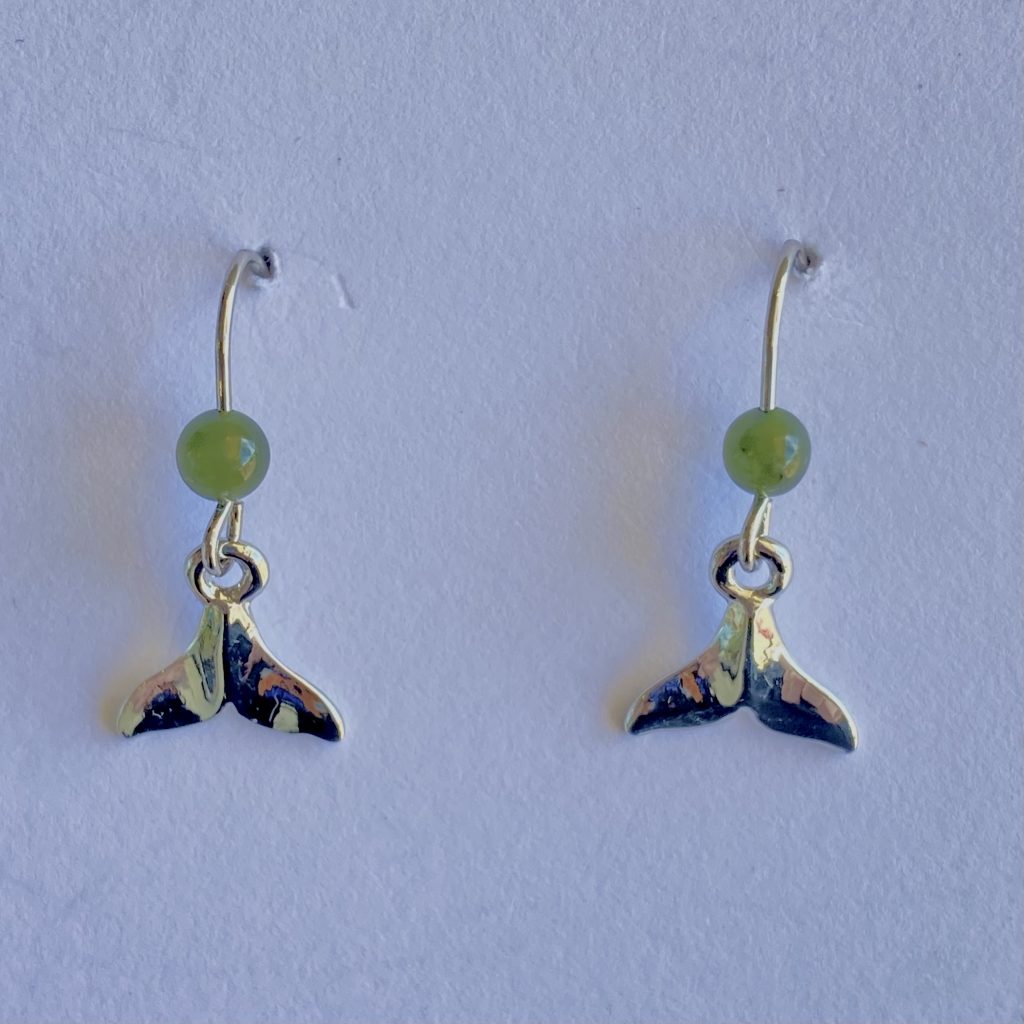 Jade Whale Tail Dangle Earrings