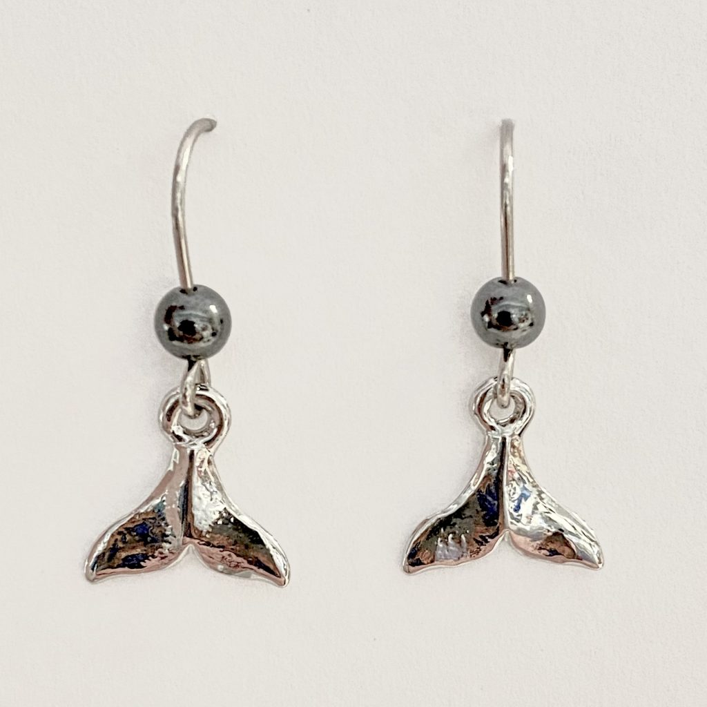 Hematite Whale Tail Earrings