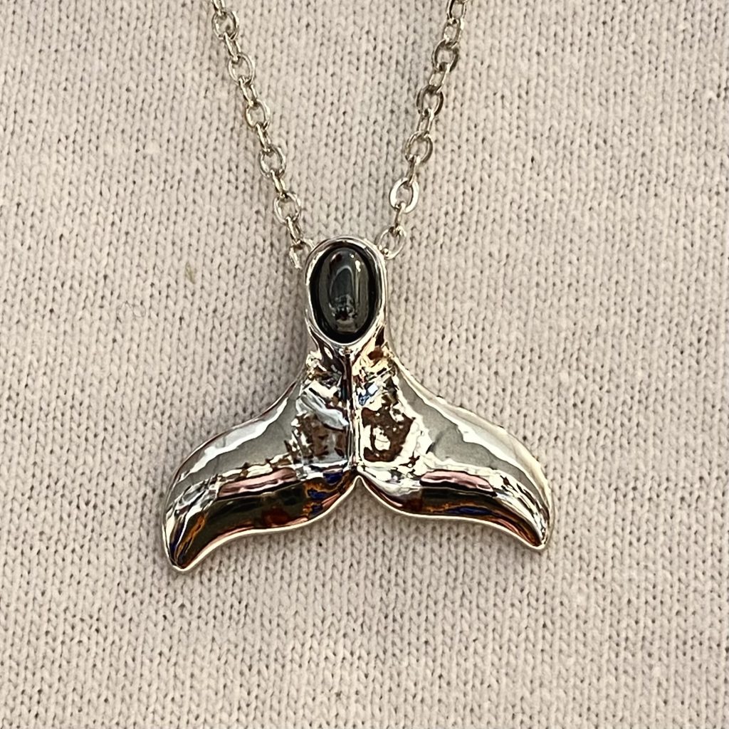 Hematite Whale Tail Necklace