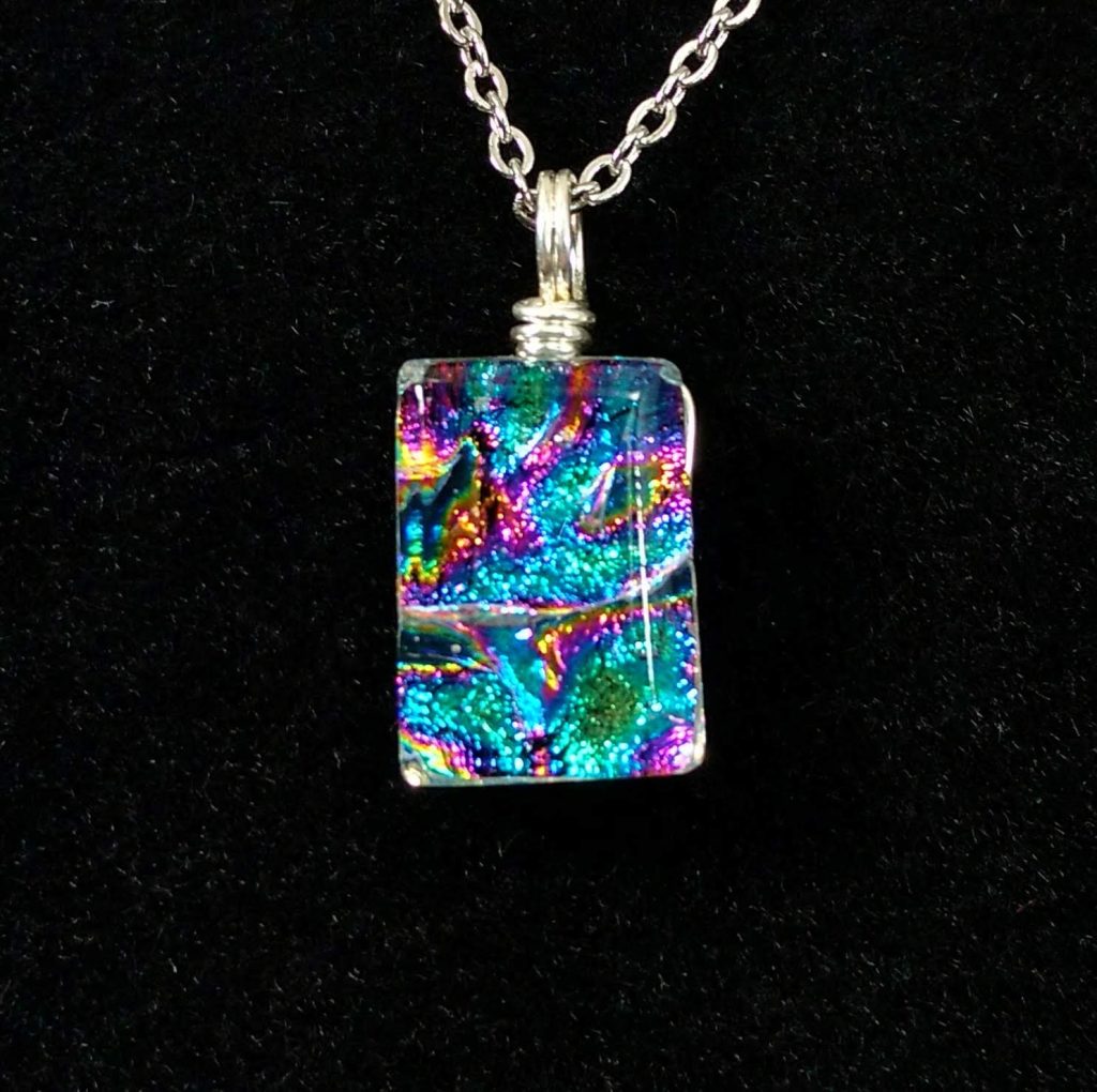 Dichroic Glass Pendant With Sterling Silver Chain