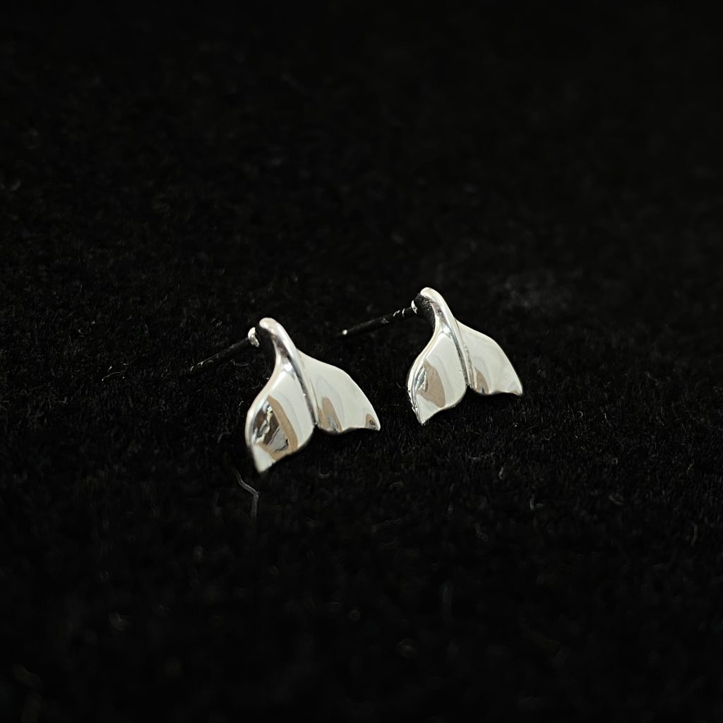 Silver Whale Tail Studs