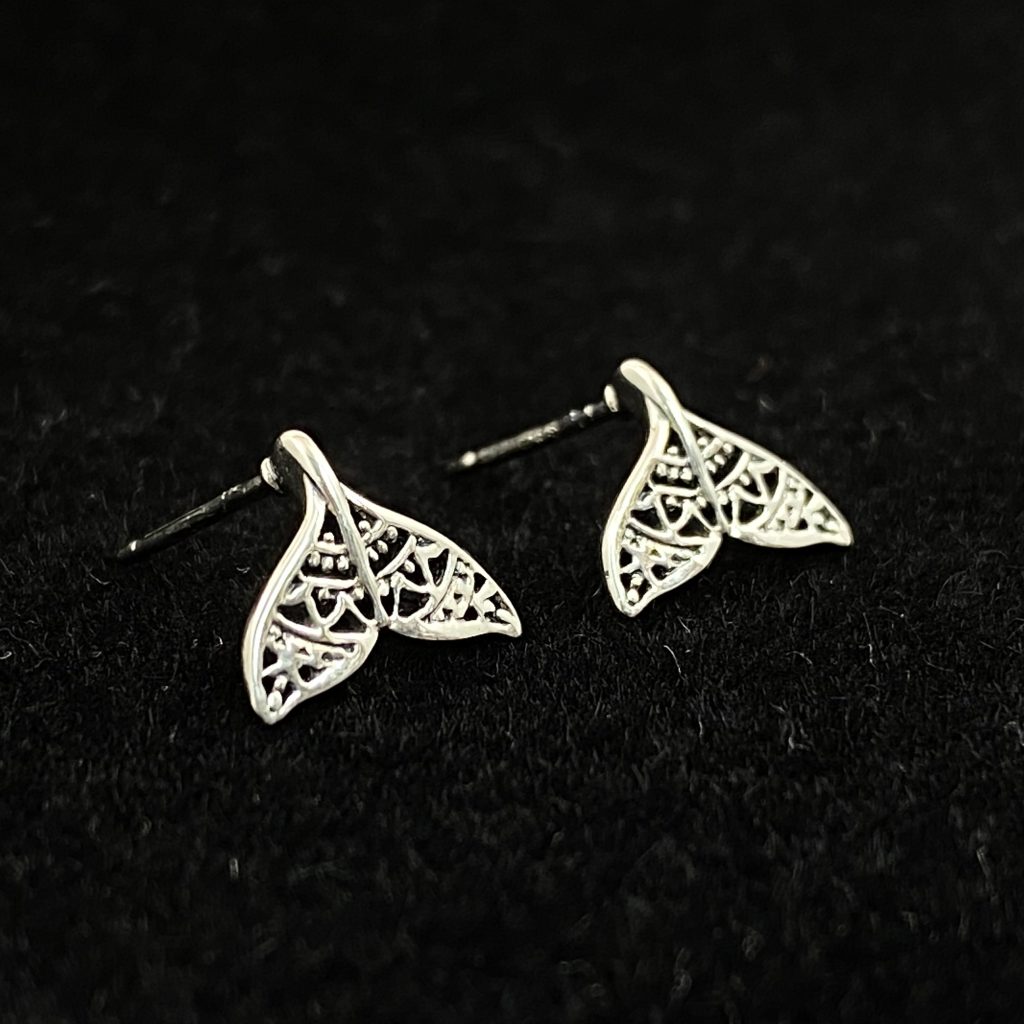 Silver Filigree Whale Tail Studs