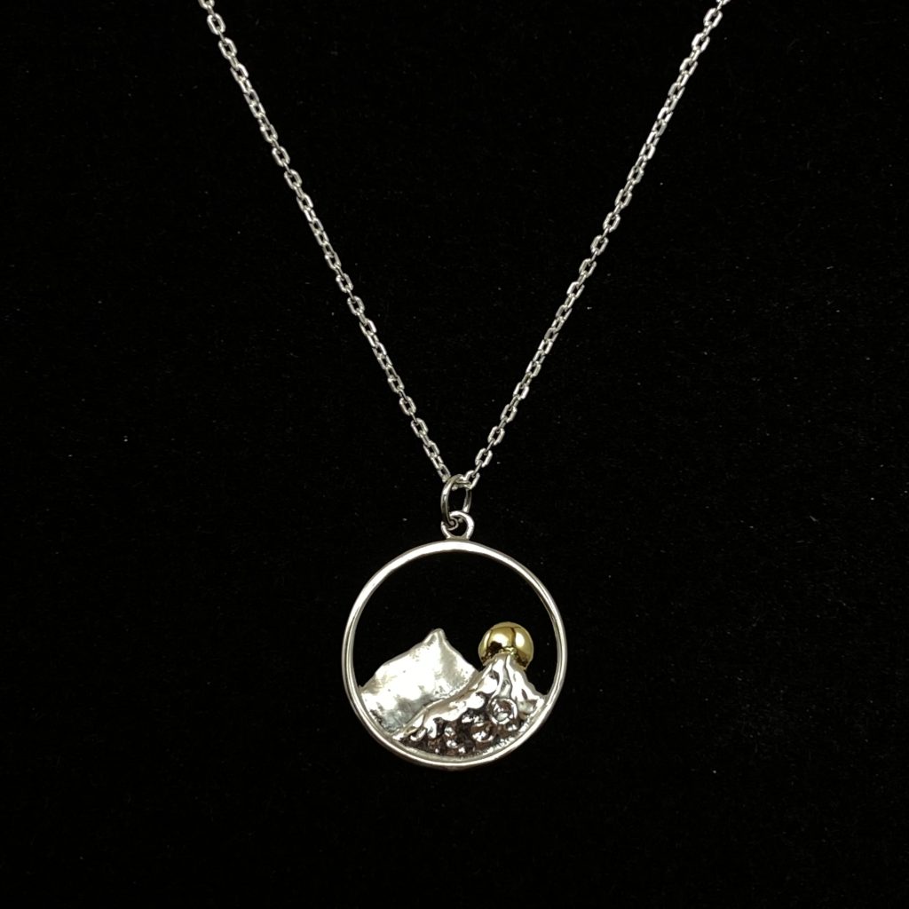 Silver Hammered Mountain with Gold Neckalce