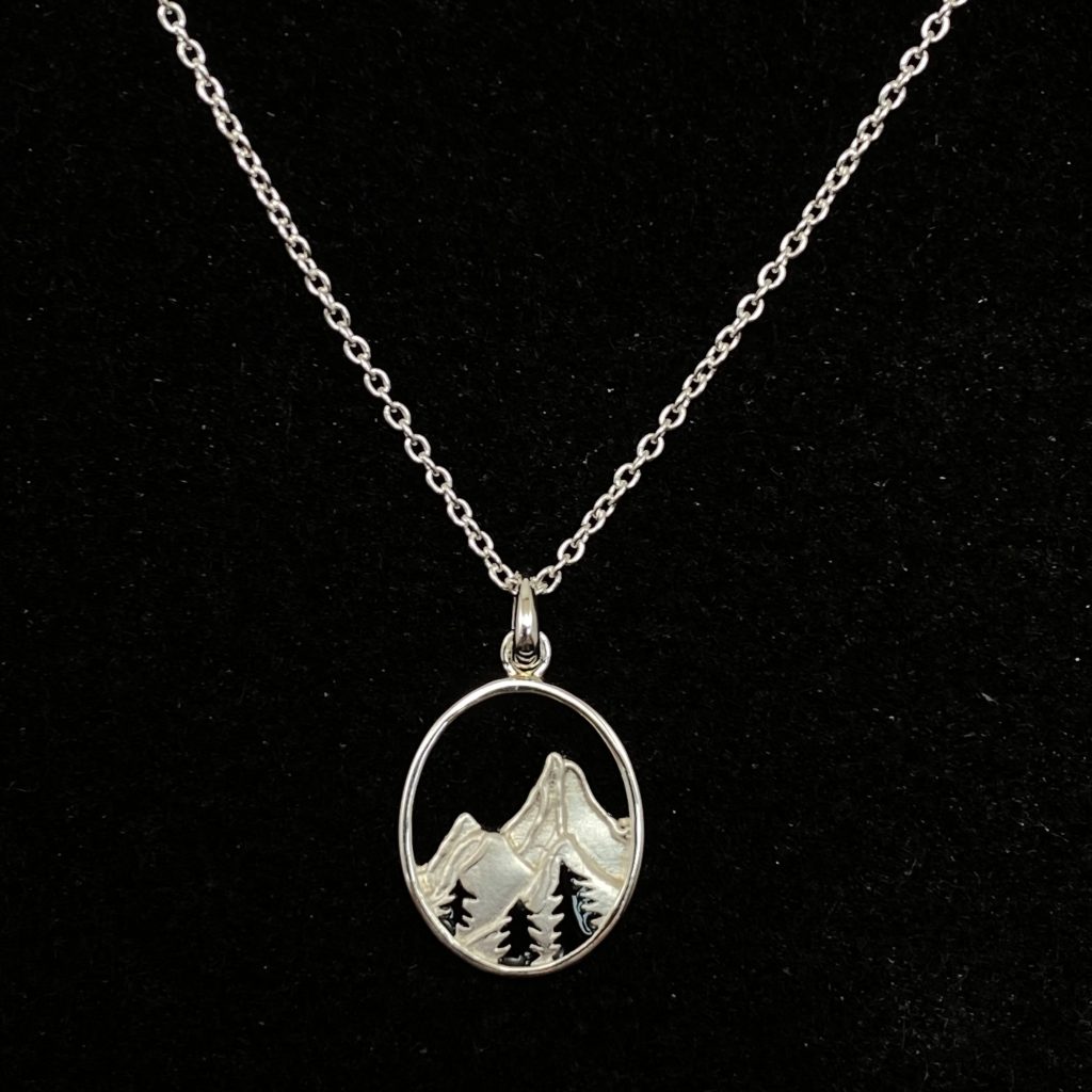 Silver Mountains with Trees Necklace