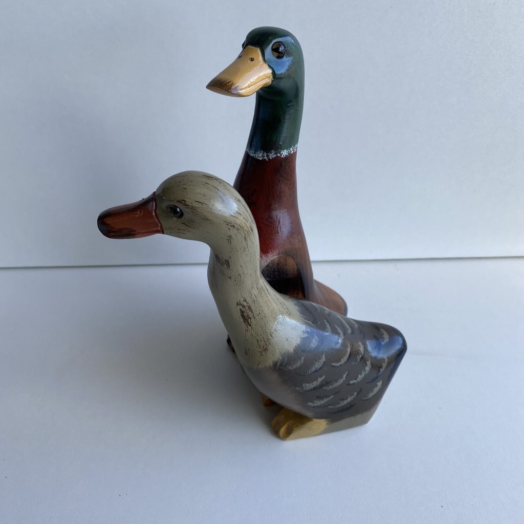 Wooden Mallard Duck Couple